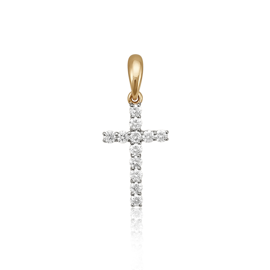 Крест, золото, бриллиант, 7-31-0021-101